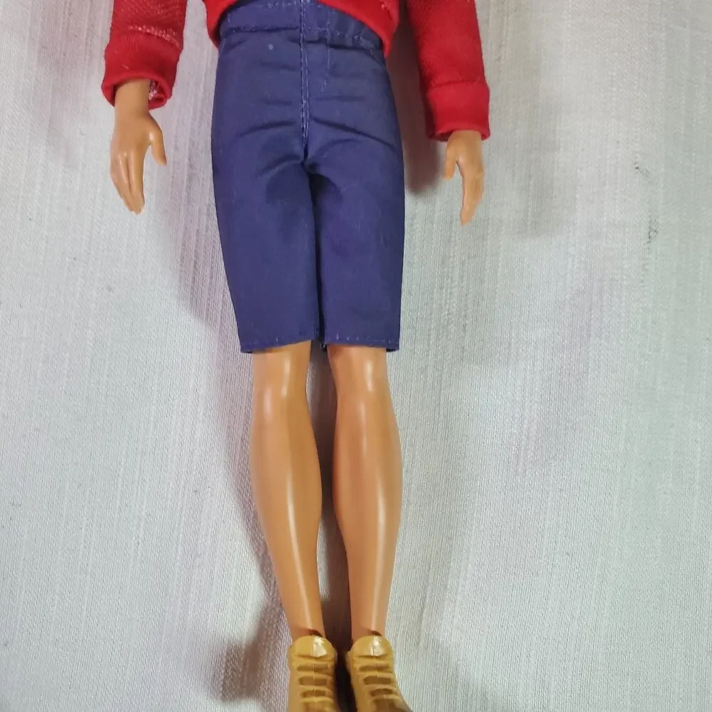 Barbie Ken Doll Mattel Male Fashion Doll Blonde Hair Red Shirt Navy Blue Shorts